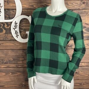 PINK VS | Buffalo Plaid Thermal Long Sleeve Top Scoop‎ Neckline Knit Sleepwear